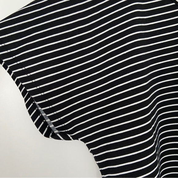 NINE WEST BLACK/WHITE STRIPED DOLMAN TSHIRT W/ CRISSCROSS NECKLINE DETAIL, S - Picture 8 of 8